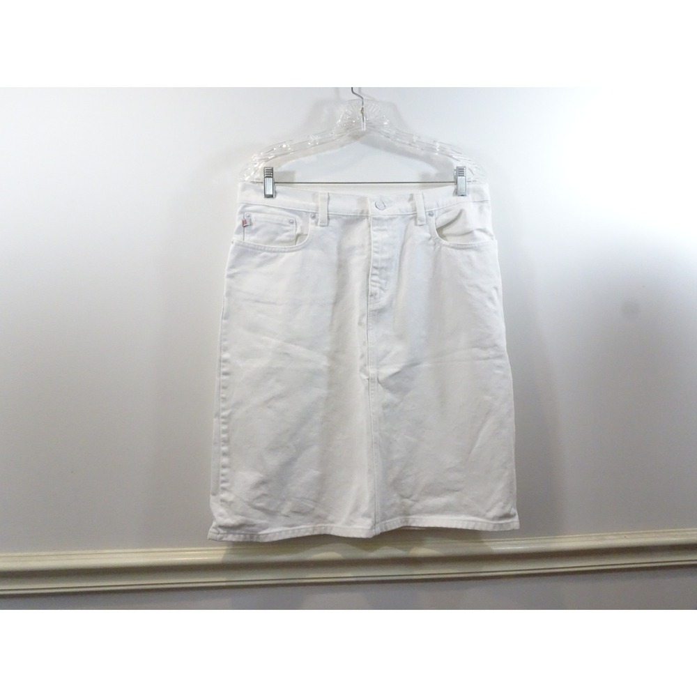 Polo Jeans Co Ralph Lauren White Denim Skirt Knee Length Size 10